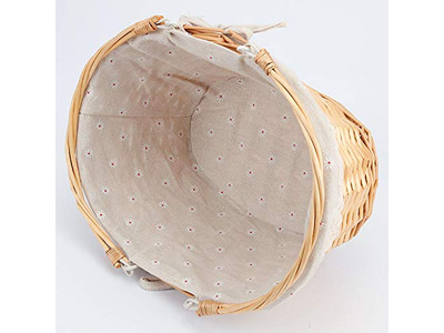 手織りグラスピクニックバスケット ダークブラウンバスケット 竹皿付き