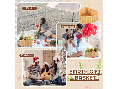 ピクニックバスケット手作りウィッカーバスケットクーラー100%ポリエステルブランケットセットハート