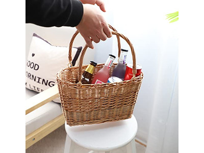 キャンプアクセサリー ラタンピクニックバスケットテーブル丸型クーラーミニキッズ用