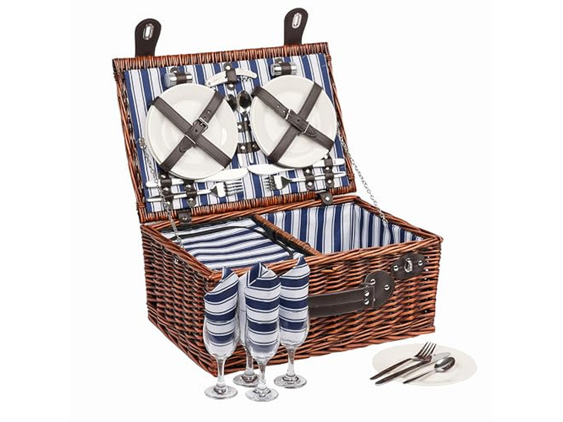 コットンピクニックバスケットキッズプラスチックポータブル断熱木製蓋マッシュルーム