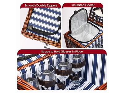 コットンピクニックバスケットキッズプラスチックポータブル断熱木製蓋マッシュルーム