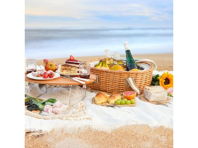 フレンチ織りピクニックバスケット ランチ樹脂ウィッカープラスチックミニバスケット キッズ用