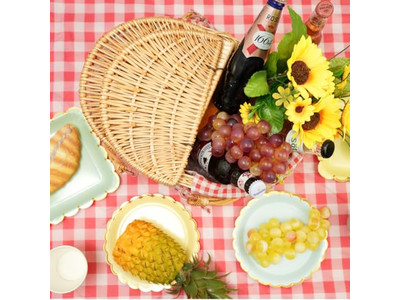 大型空ピクニックバスケット ウィッカーストラップ レザー 6人用 優れたゲイン 柳 オーバル