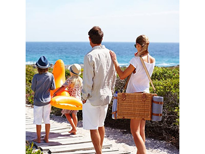 2人用ピクニックバスケット キャンプバスケット ベトナム製 ポータブルアイスウィッカーピクニック コーヒー