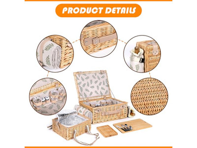 1歳児向けピクニックバスケット玩具 カスタムラタンバスケット ラグとセットギフトセット