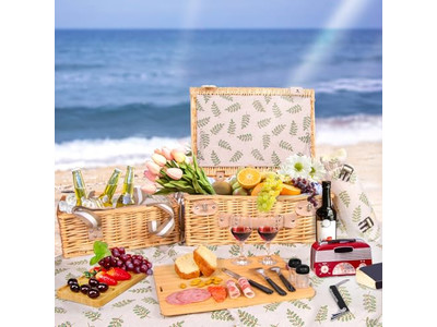 1歳児向けピクニックバスケット玩具 カスタムラタンバスケット ラグとセットギフトセット