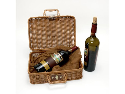 パープルウィッカーピクニックバスケット1人用ポータブルブランケット竹製空モダン